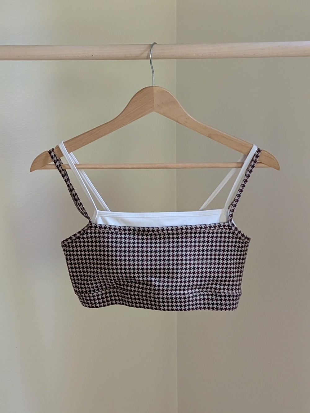 Abercrombie & Fitch YPB Double Layer Houndstooth Sports Bra In Brown - M - Picture 5 of 10